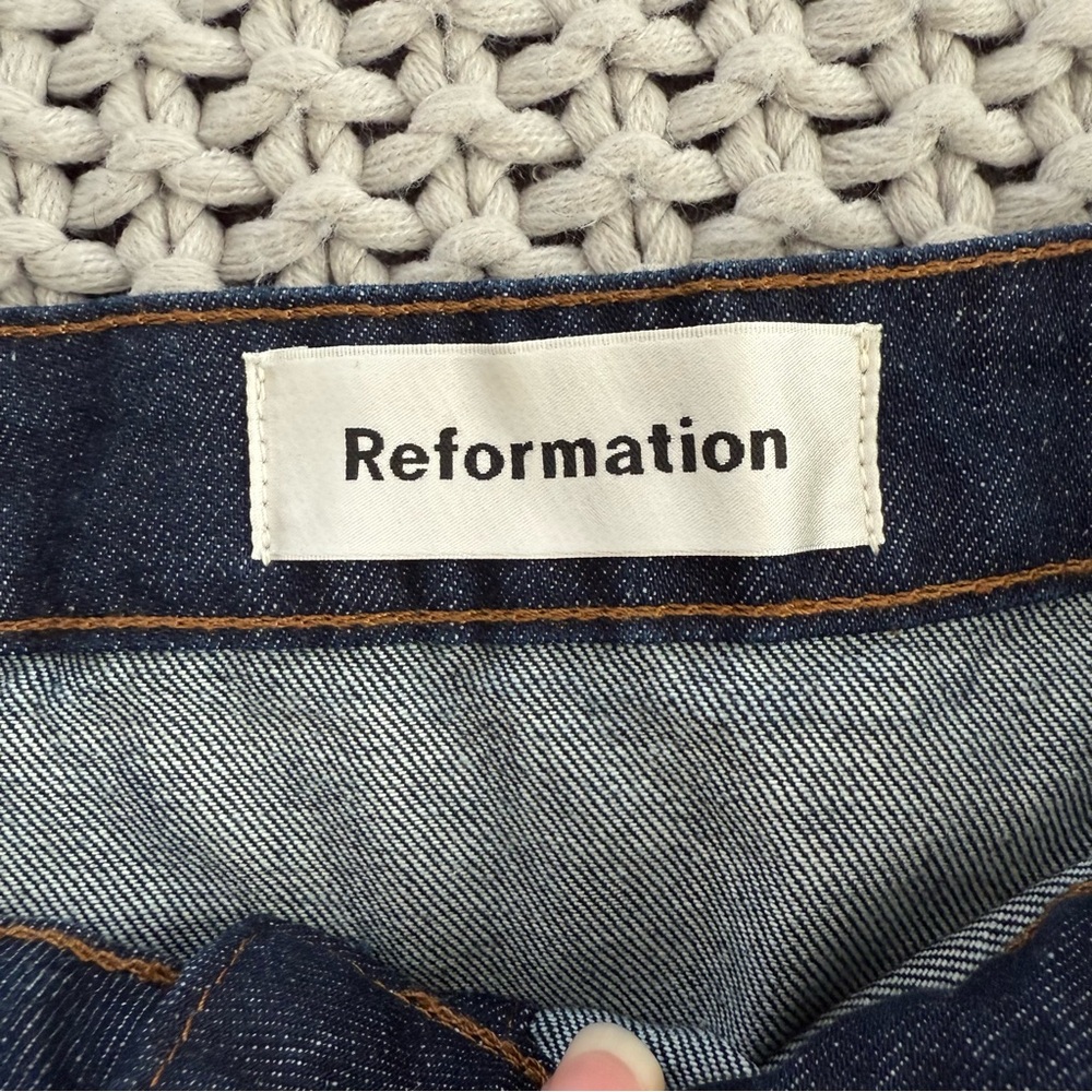 Reformation Candace Button Down Denim Mini Skirt Size 30 - Picture 2 of 5
